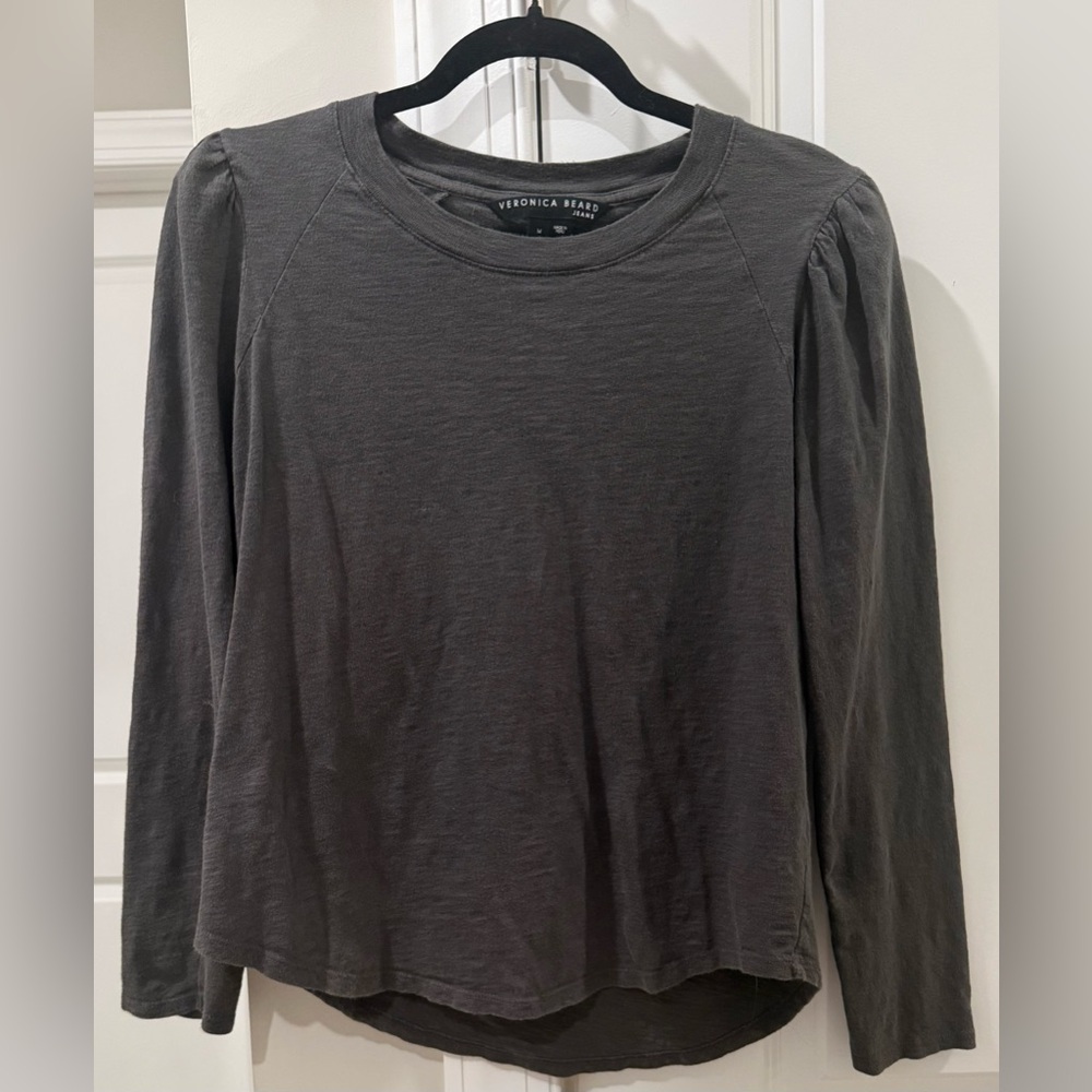 VERONICA BEARD Gray Charcoal Mason Baseball Tee - Size Medium - Picture 10 of 16
